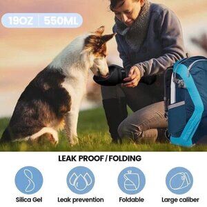 19 oz Leak-Proof Silicone Portable Foldable Dog Water Bottle Food Grade For Walk